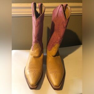 Sonora by Double H Two-Tone Pink and Yellow/Gold Western Cowboy Boots